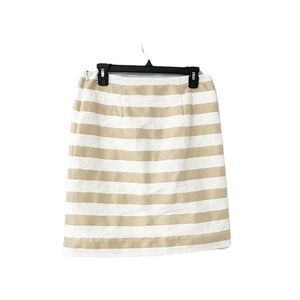 Worth New York Striped Pencil Skirt White & Tan Size 6